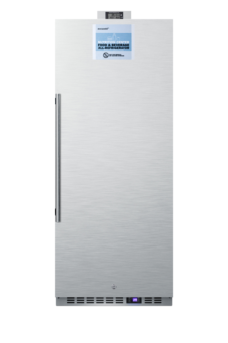 10.1 cu.ft. commercial all-refrigerator with stainless steel interior and exterior, digital thermostat, lock, and automatic defrost operation